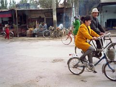 17 Kashgar Old City Street Scene 1993 Couple Bicycling
